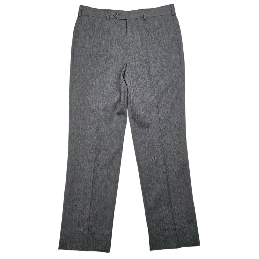 Brooks Brothers Madison Fit Dress Pants Mens 34x30 Grey 100%‎ Wool Flat Front